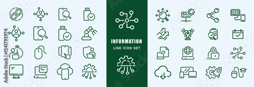 Information technology line icons collection. Big UI icon set in a flat design. Thin outline icons pack. Vector illustration EPS10