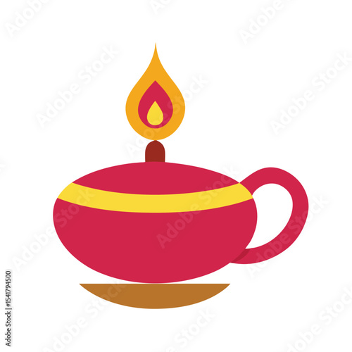 Vibrant colorful oil lamp illustration for indian festival decoration and celebration