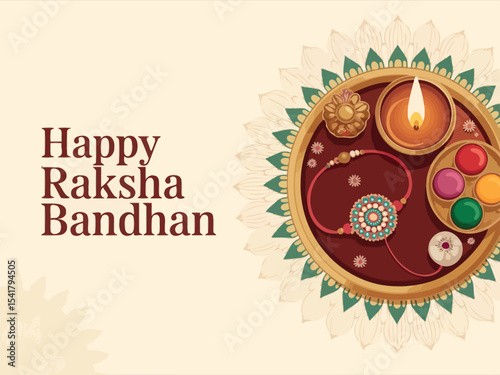 Happy Raksha Bandhan Festival Celebration with Traditional Thali
