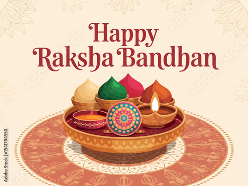 Happy Raksha Bandhan Festival Celebration with Traditional Thali