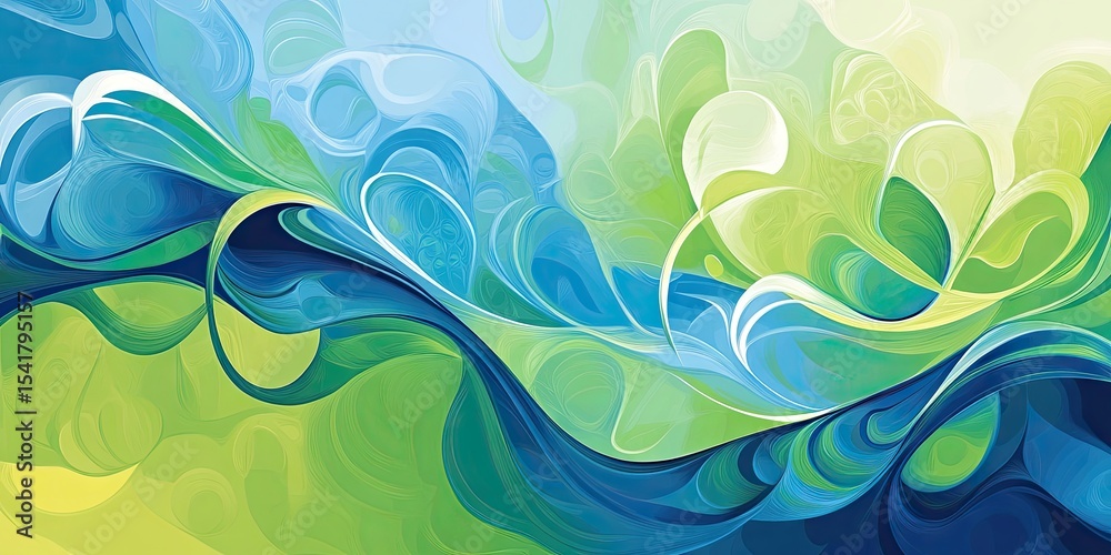 Abstract swirling shapes of blue and green Abstract swirling shapes of blue and green