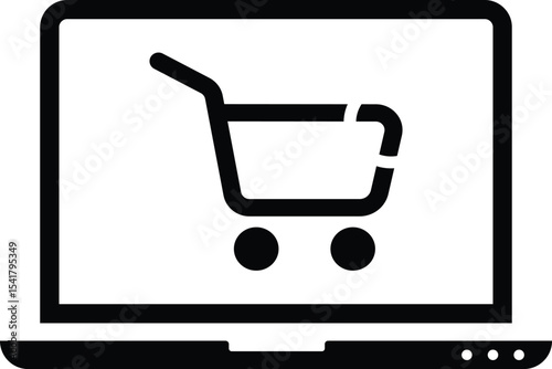 online shopping icon. shopping cart icon on laptop