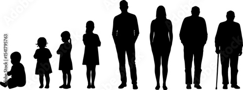 Human Life Cycle: Diverse Age Group Silhouettes Collection