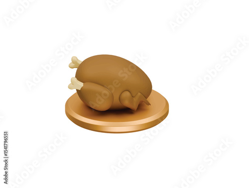 chicken roast icon 3d illustration render