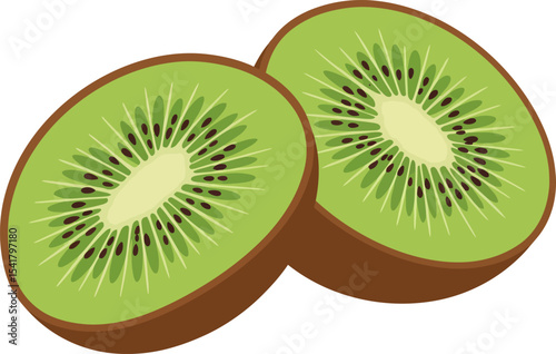 Juicy Sliced Kiwi Fruit: Healthy Green Produce Vector