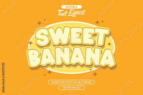 Sweet banana editable text effect with cartoon yellow text