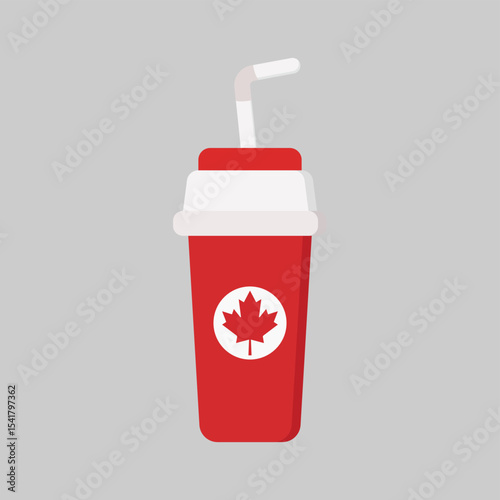 Canadian Maple Leaf Drink Cup Patriotic Beverage Illustration