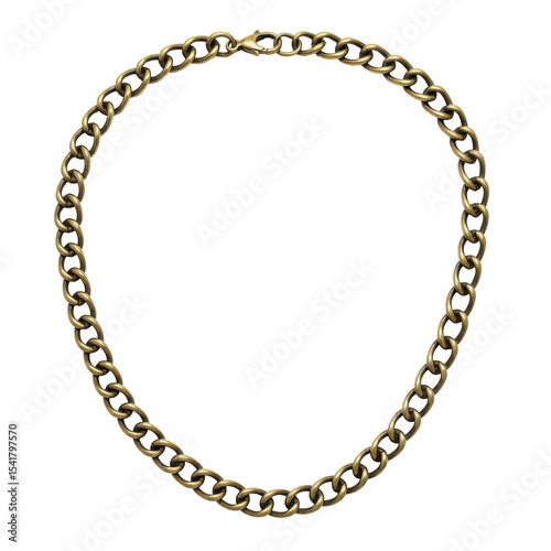 Close-up view of a decorative antique-bronze chain necklace
