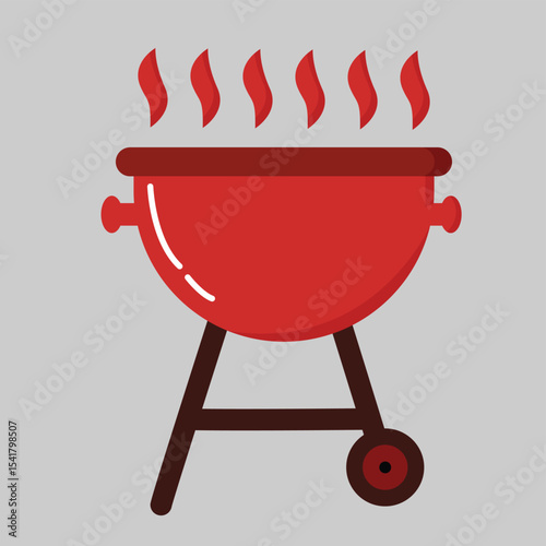 Red Kettle Grill Icon Perfect for Summer BBQ Designs