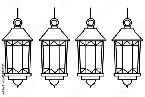 Elegant Christmas Lantern Line Art Vector