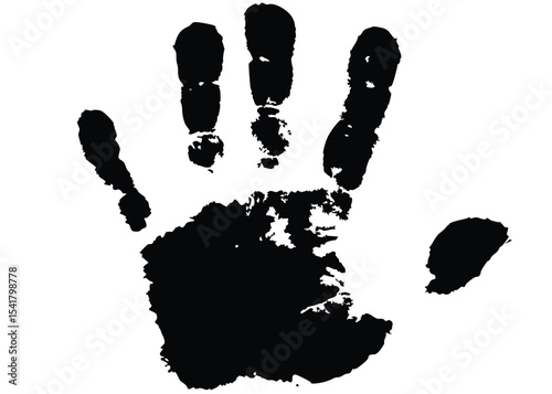 A black human handprint on a white background represents a unique individual marker