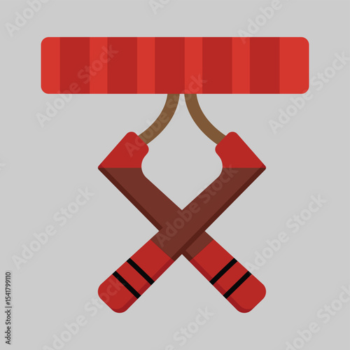 Nunchaku Martial Arts Weapon Icon Design,  Graphic Illustration of Traditional Weaponry