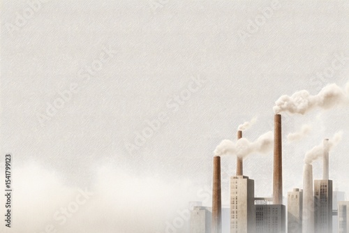 Industrial City Air Pollution with Smokestacks