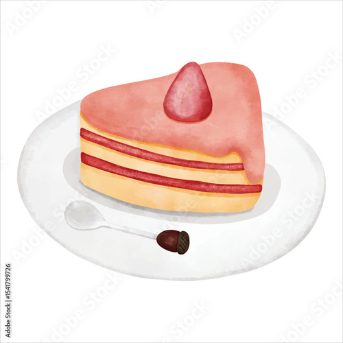 Hand-drawn cake illustration with soft textures and a warm, inviting feel — ideal for dessert lovers and design projects.