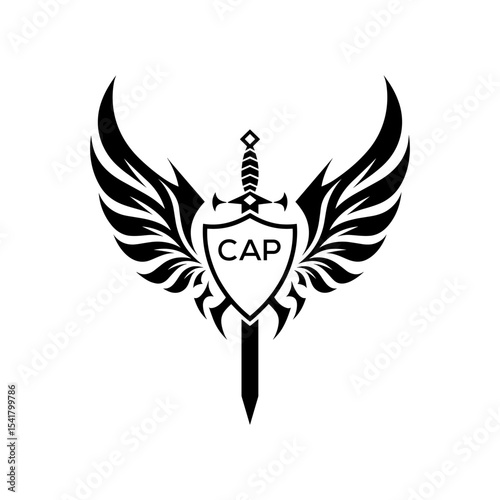 CAP "Heraldic Sword Shield Wing Emblem with CAP Initials  – CAP Later Logo Military Logo Design Vector"
