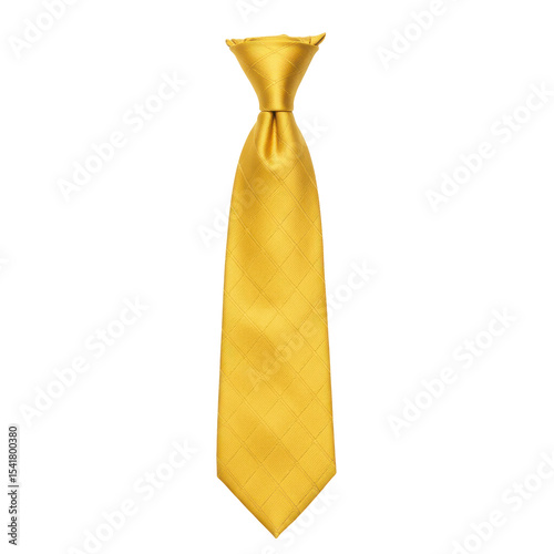 Elegant golden tie with textured diamond pattern, formal accessory.
