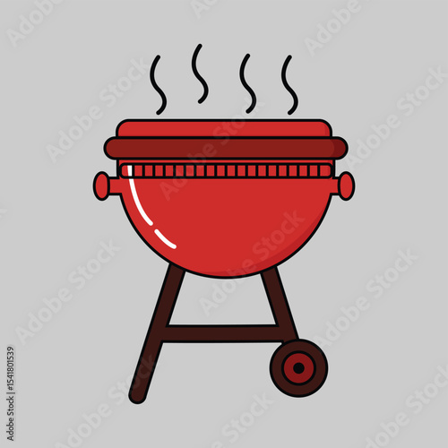 Delicious BBQ Grill Red Kettle Grill Illustration