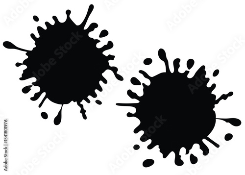 Two black inkblots reveal a unique abstract pattern against a stark white background