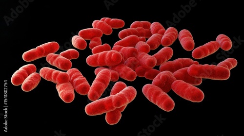 Microbial Illustration: Streptococcus Pneumonia Red Cells in 3D Render Background