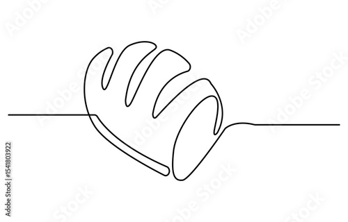 Bread one line drawing, One continuous line drawing of long loaf bread, Continuous line art drawing Bread in the form of a baguette Long sandwich bread. One Continuous Line Drawing of Bread Icon.