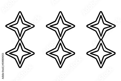 Elegant Star Ornament Line Art Vector Set