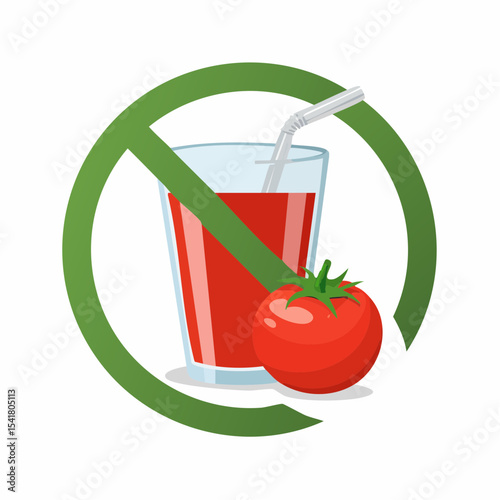 No Tomato Juice Vector Icon Illustration of Prohibited Tomato Juice Drink