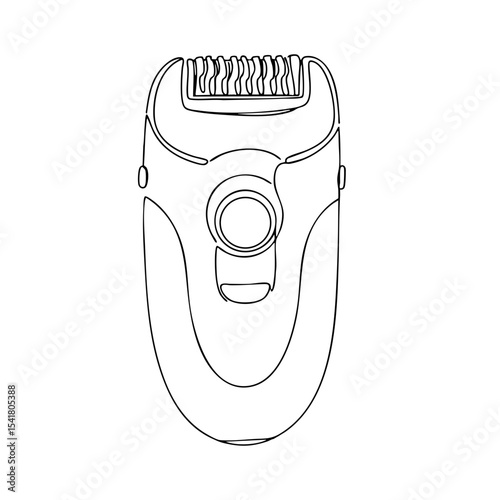 Vector line art of an electric epilator for hair removal, shown from front view, beauty and grooming equipment illustration