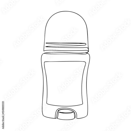 Vector line art of a classic deodorant stick with curved shape and blank label, ideal for skincare themes