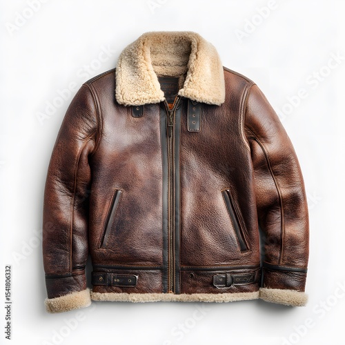 Men's Brown Leather Shearling Aviator Jacket: Classic Style, Premium Quality