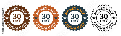 30 Day Money Back Guarantee Seal Badge Icon Vector Labels Round Stamp
