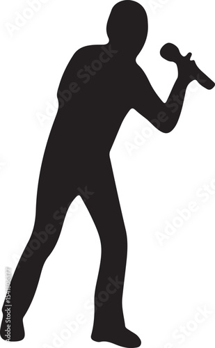 silhouette of a person holding a microphone
