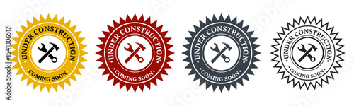 Construction Badges Toolkit Labels Vector Icons Wrench Hammer Tools Seal Stamp Design
