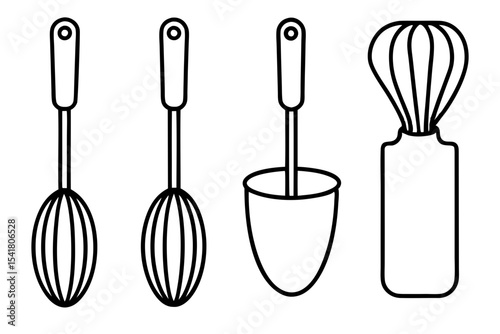 Festive Baking Tools Line Art Vector