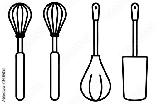 Festive Baking Tools Line Art Vector