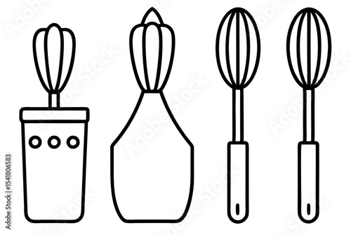 Festive Baking Tools Line Art Vector