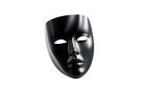 Black theatrical mask with a sleek design on a transparent background