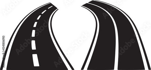 road silhouette, road outline, highway silhouette, street vector icon, pathway symbol, blacktop silhouette, street design, road trip icon, lane graphic, route outline