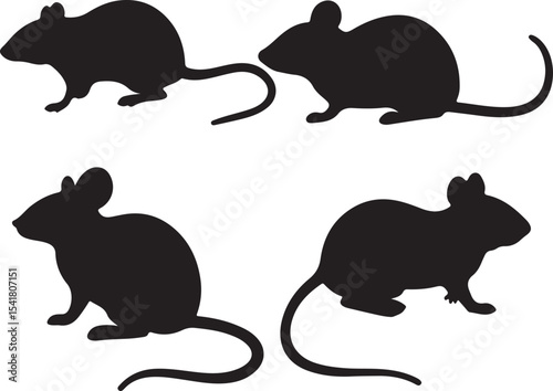 set of rats silhouettes