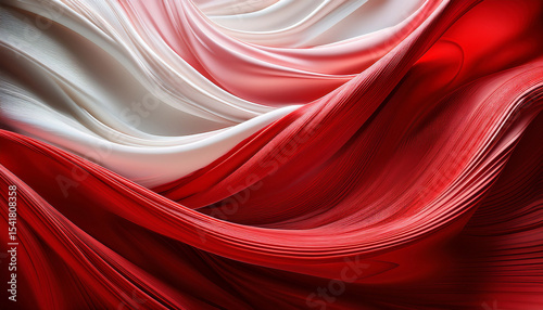 abstract fluid red and white flow delicate flowing fabric like shapes vibrant colors intermix