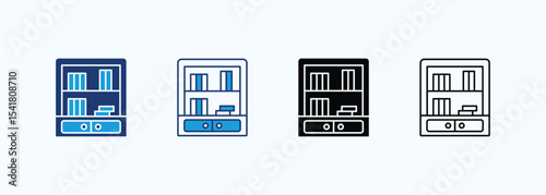 bookshelf icon set multiple style collection