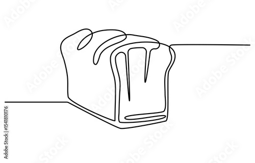 Bread one line drawing, One continuous line drawing of long loaf bread, Continuous line art drawing Bread in the form of a baguette Long sandwich bread. One Continuous Line Drawing of Bread Icon.