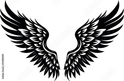 Angel Wings vector black silhouette print design