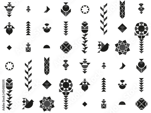 Geometric ethnic pattern in classic colors - black, white, graphite.