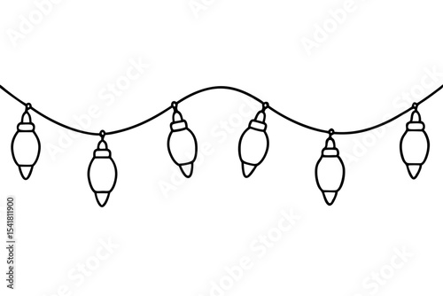 Festive Christmas Lights Line Art Vector Set