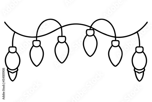 Festive Christmas Lights Line Art Vector Set