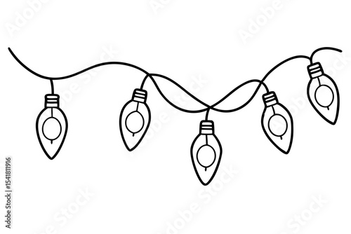 Festive Christmas Lights Line Art Vector Set