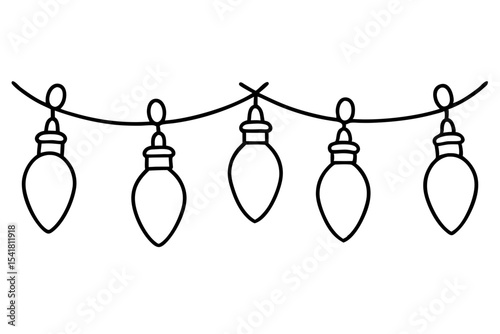 Festive Christmas Lights Line Art Vector Set