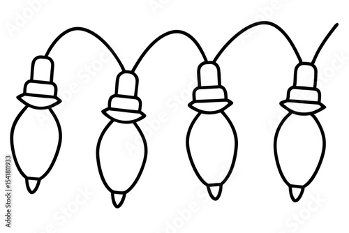 Festive Christmas Lights Line Art Vector Set