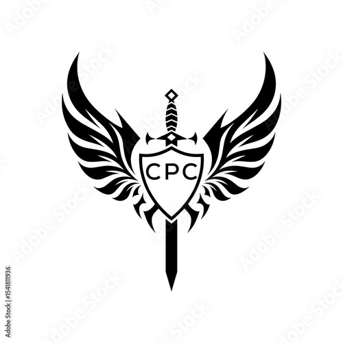 CPC "Heraldic Sword Shield Wing Emblem with CPC Initials  – CPC Later Logo Military Logo Design Vector"
