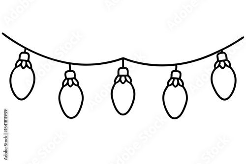 Festive Christmas Lights Line Art Vector Set